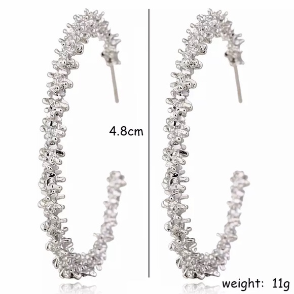 Gold Tone Geometric Flower Hoop Earrings - Picture 5 of 5